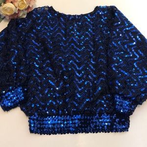 Blue sequins shirt club Rob Hill for Mister Jay Blue Sequin Disco Top